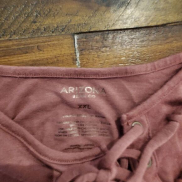 Arizona Jean Co XXL Top Tank Mauve Lace Up‎ Sleeveless Casual Summer - Picture 3 of 3